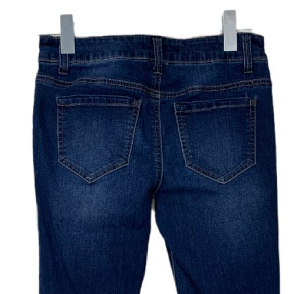 Harper Dark Wash Distressed Destroyed Mid Rise Skinny Jeans Women's Size 27 - Picture 4 of 7